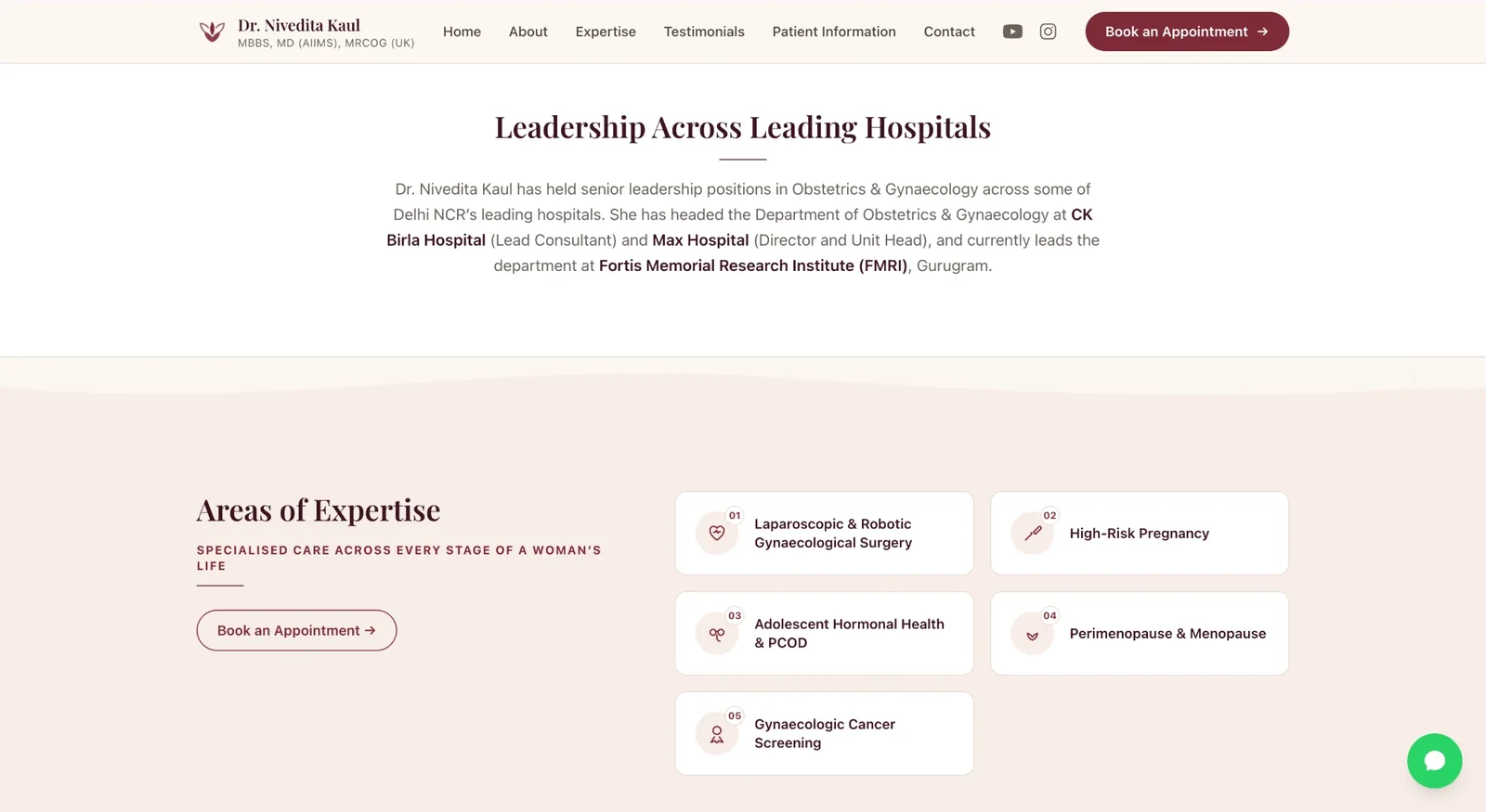 Leadership and areas of expertise section