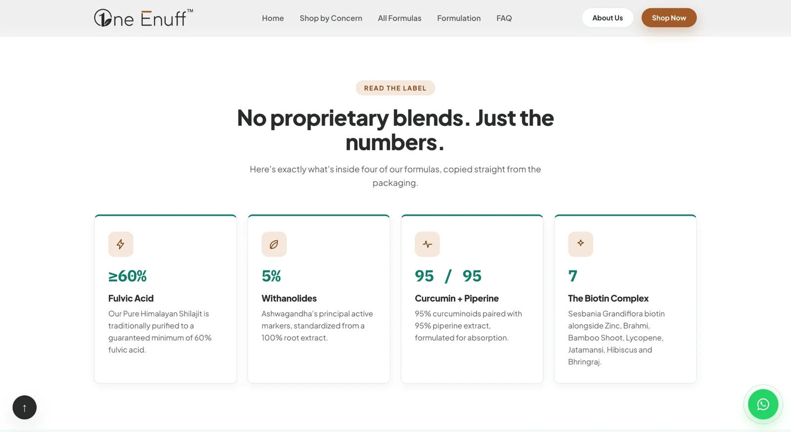 Read the label section with formula potencies